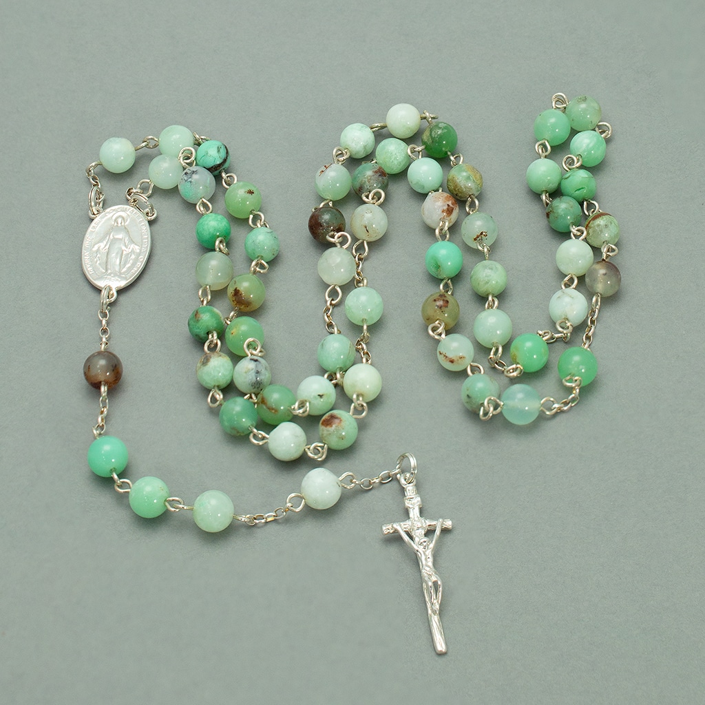 Różaniec chryzopraz 6mm / srebro 925 / CIERPLIWOŚĆ - obrazek 4