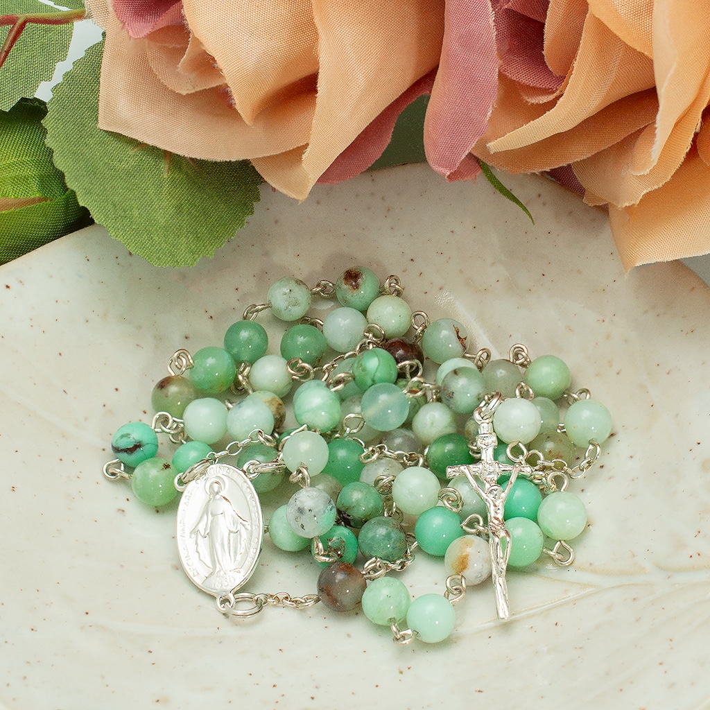 Różaniec chryzopraz 6mm / srebro 925 / CIERPLIWOŚĆ - obrazek 5