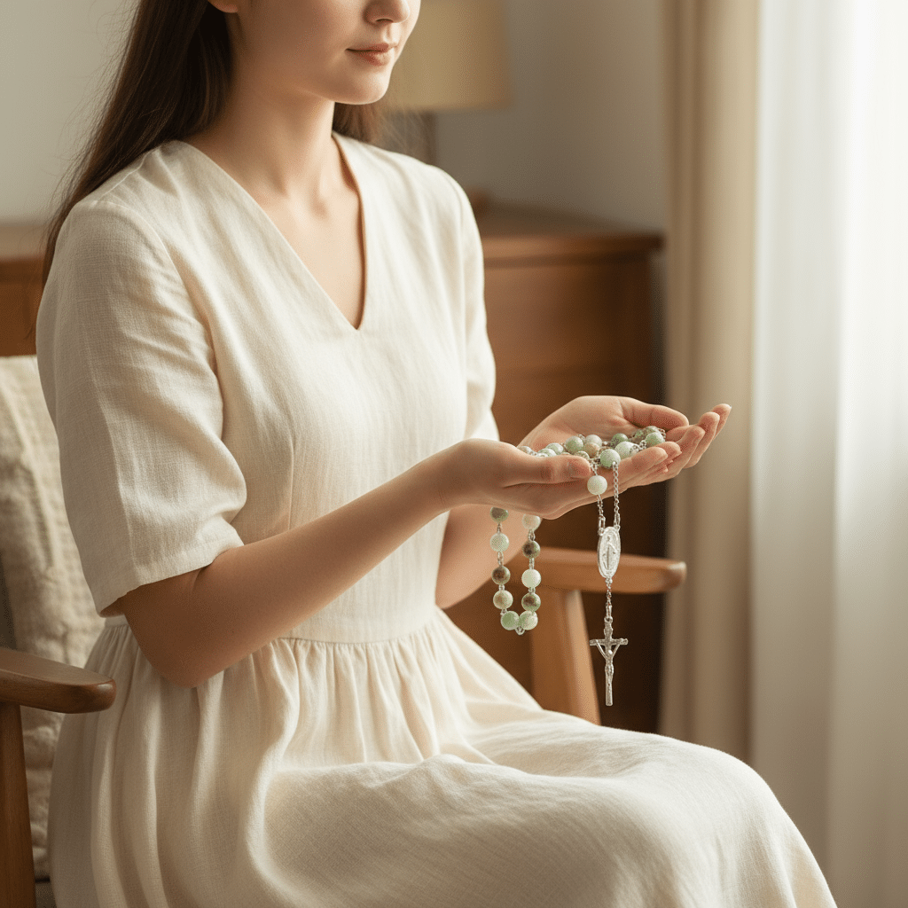 Różaniec chryzopraz 6mm / srebro 925 / CIERPLIWOŚĆ - obrazek 6