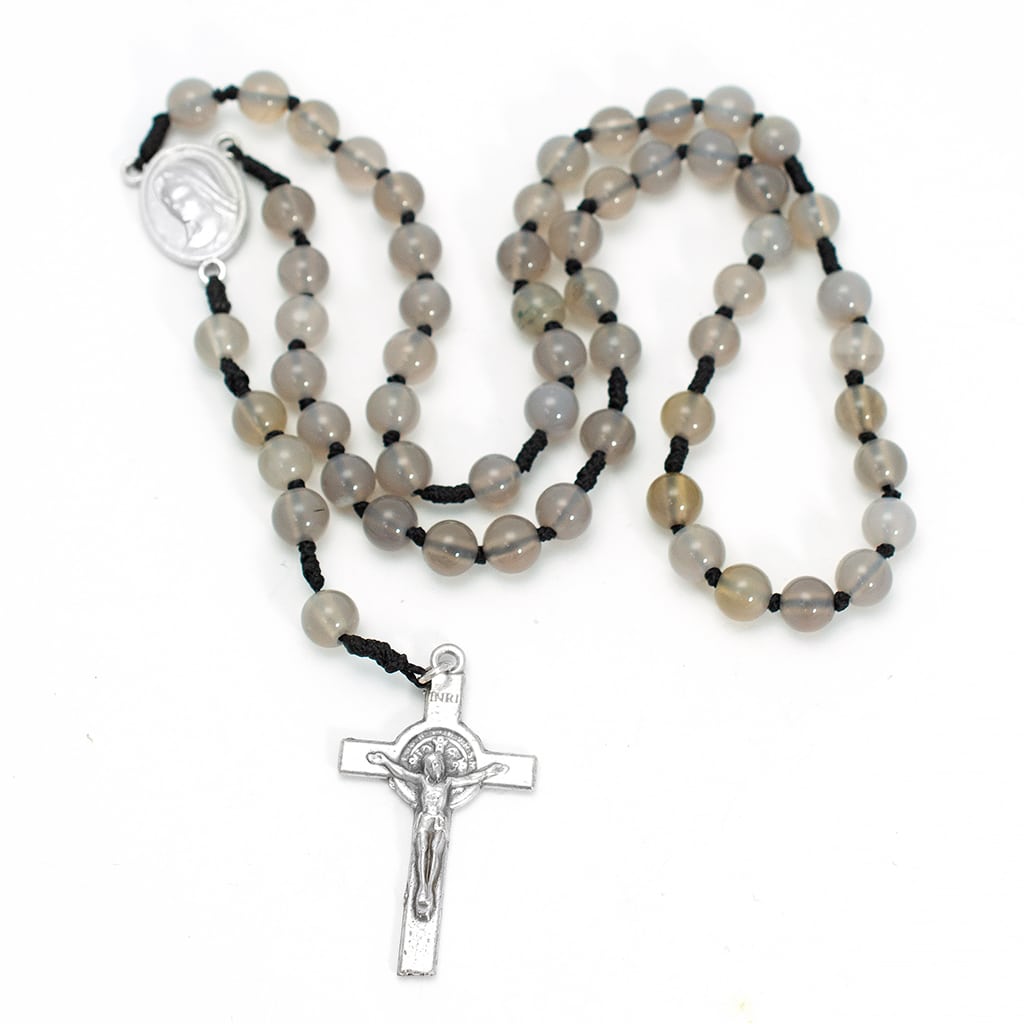 Różaniec męski / szary agat / ELOKWENCJA - obrazek 2