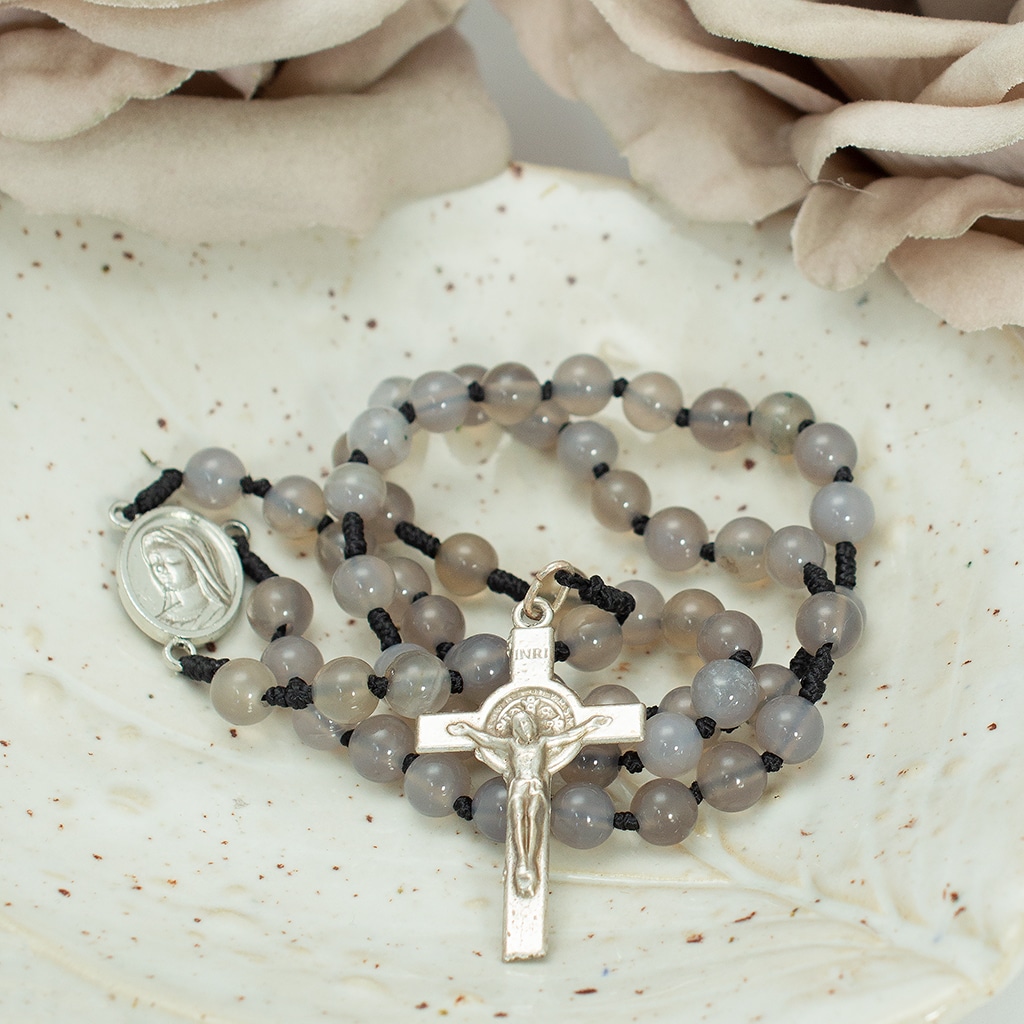 Różaniec męski / szary agat / ELOKWENCJA - obrazek 4