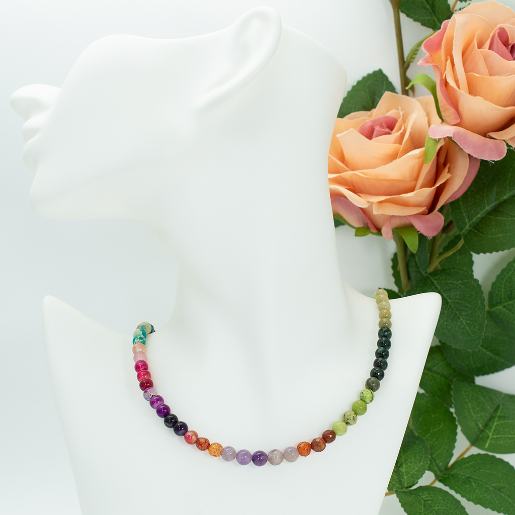 Naszyjnik UZDROWIENIE / Św. Hildegarda / chryzopraz, szafir, szmaragd, onyks, agat / SREBRO 925 - obrazek 5