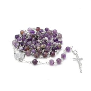 Różaniec z ametystu i srebra